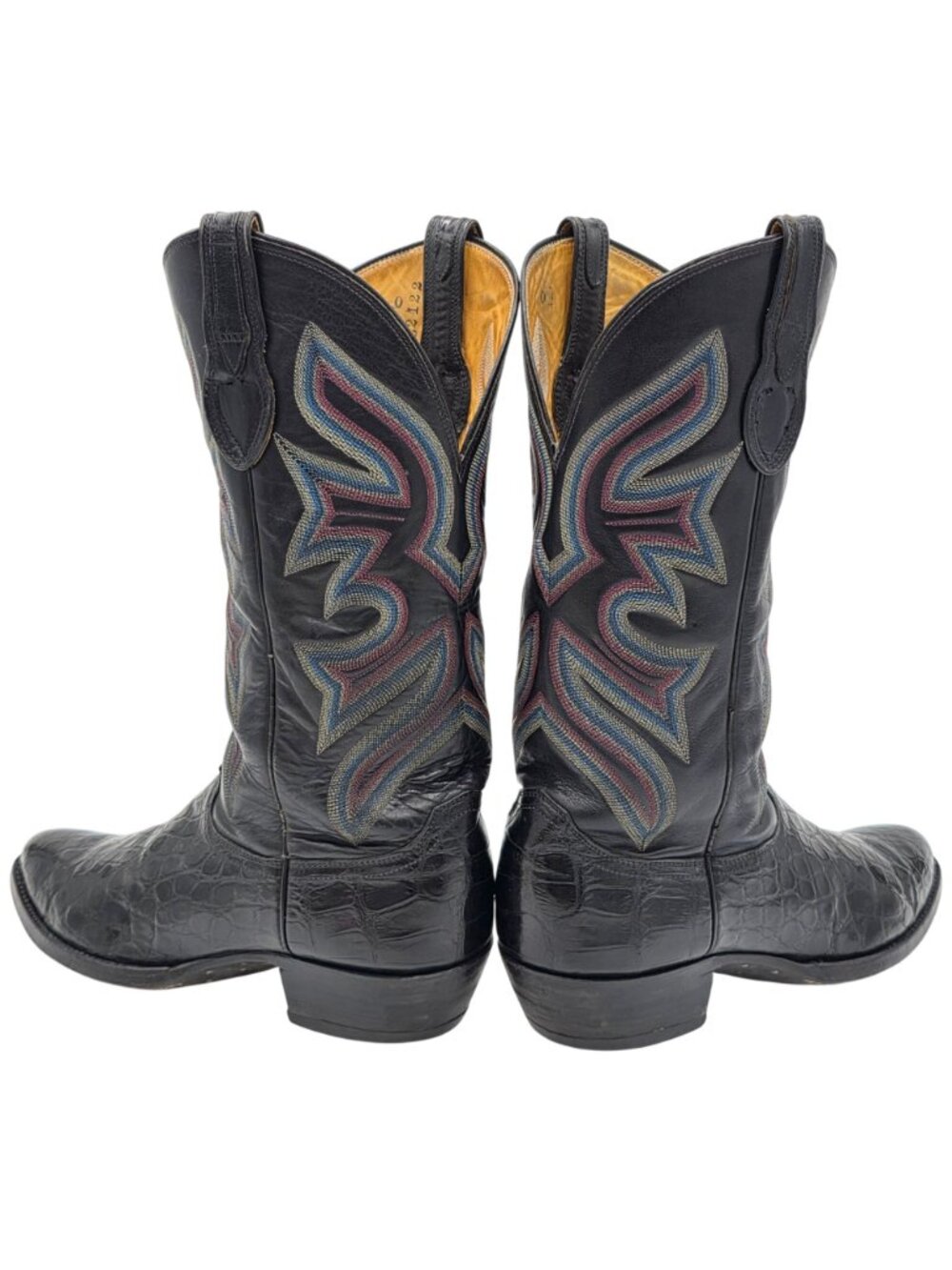 Vintage Justin Exotic Black Alligator Belly Cowboy Western Boots Mens size 9.5D - Picture 10 of 16